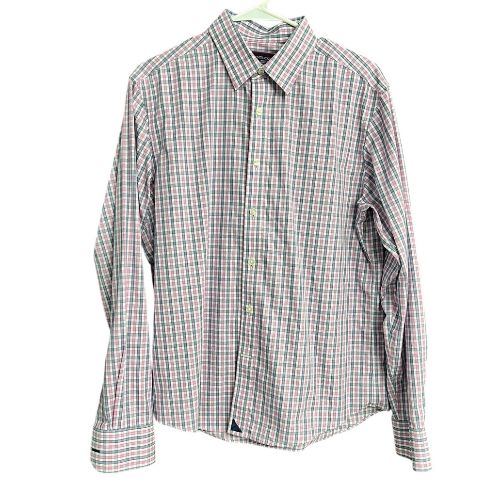 UNTUCKit Men's Navy Blue Pink‎ Checkered Shirt Size Medium